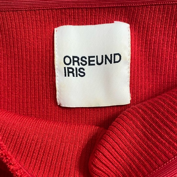 Orseund Iris Red Off shoulder Underwire Knit Top - Picture 8 of 14